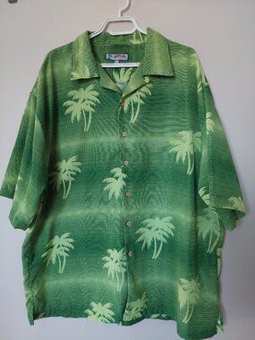 Vintage Aloha Joe Men's XXL Hawaiian shirt Green Tropical Palm Tree